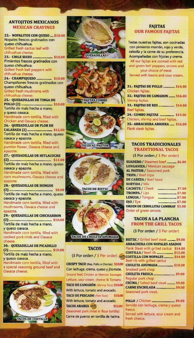 Taquitos de Puebla III - Philadelphia, PA menu_pic
