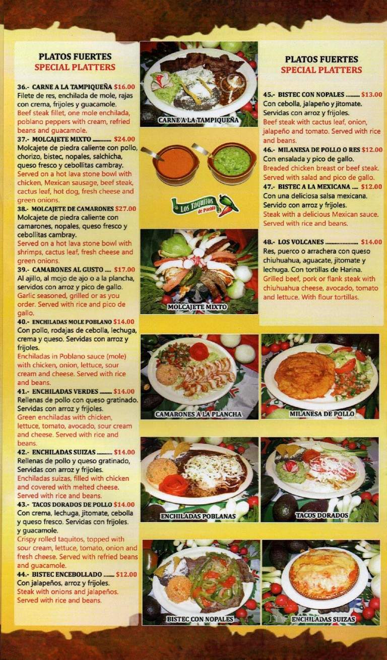 Taquitos de Puebla III - Philadelphia, PA menu_pic