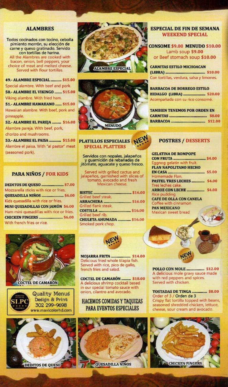 Taquitos de Puebla III - Philadelphia, PA menu_pic