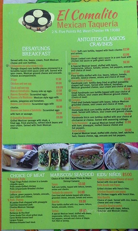 El Comalito - West Chester, PA menu_pic