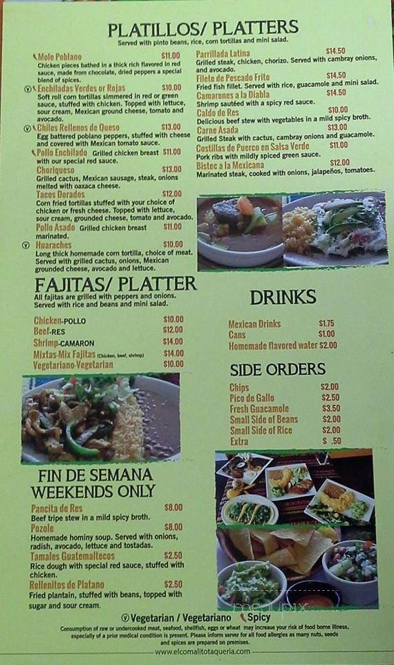El Comalito - West Chester, PA menu_pic