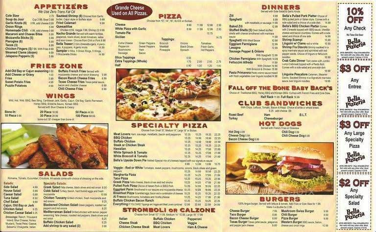 Bellas Pizzeria & Cafe - Malvern, PA menu_pic
