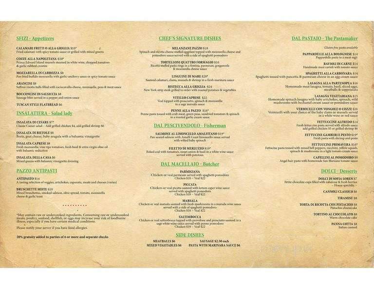Pazzo Pomodoro - Clarksburg, MD menu_pic