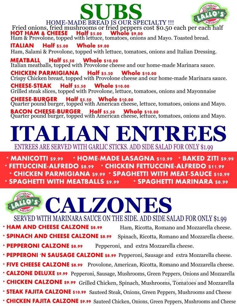 Lallo's Pizza - Frederick, MD menu_pic