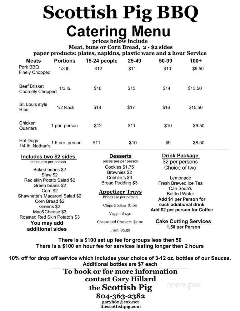 The Scottish Pig BBQ - Lanexa, VA menu_pic