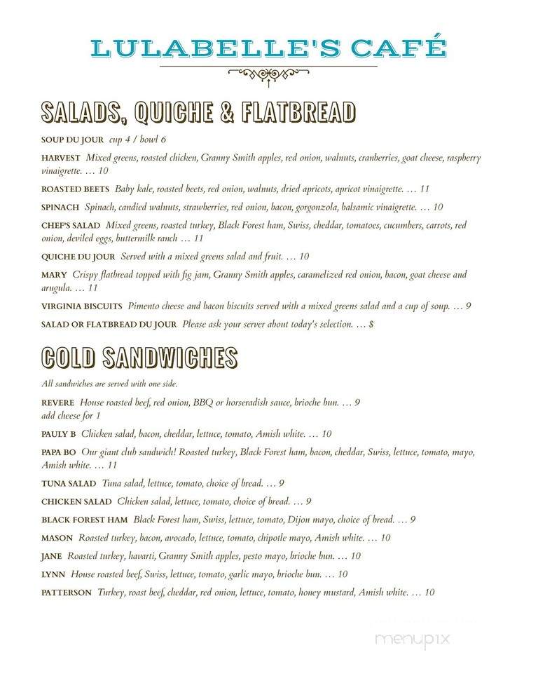 Lulabelles Cafe - Richmond, VA menu_pic
