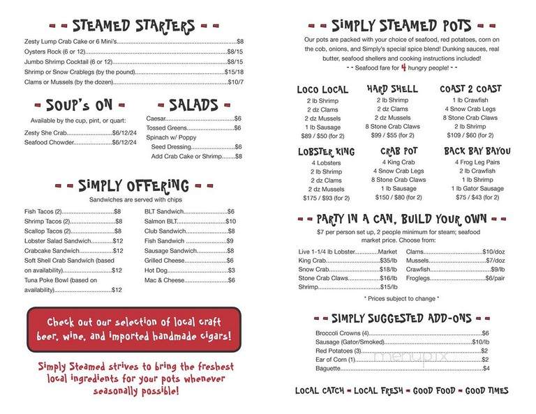 Simply Steamed - Virginia Beach, VA menu_pic