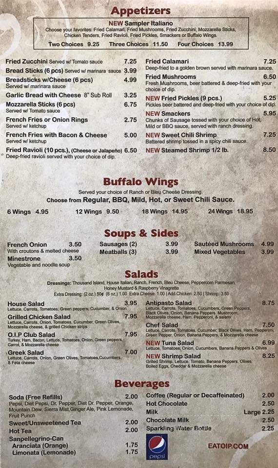 Original Italian Pizza & Restaurant - Lynchburg, VA menu_pic