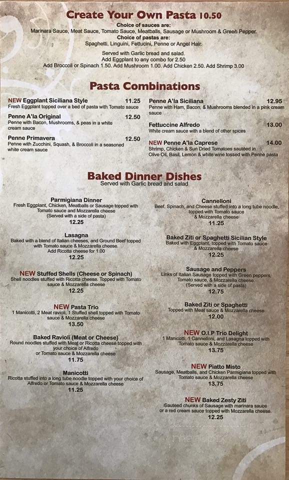 Original Italian Pizza & Restaurant - Lynchburg, VA menu_pic