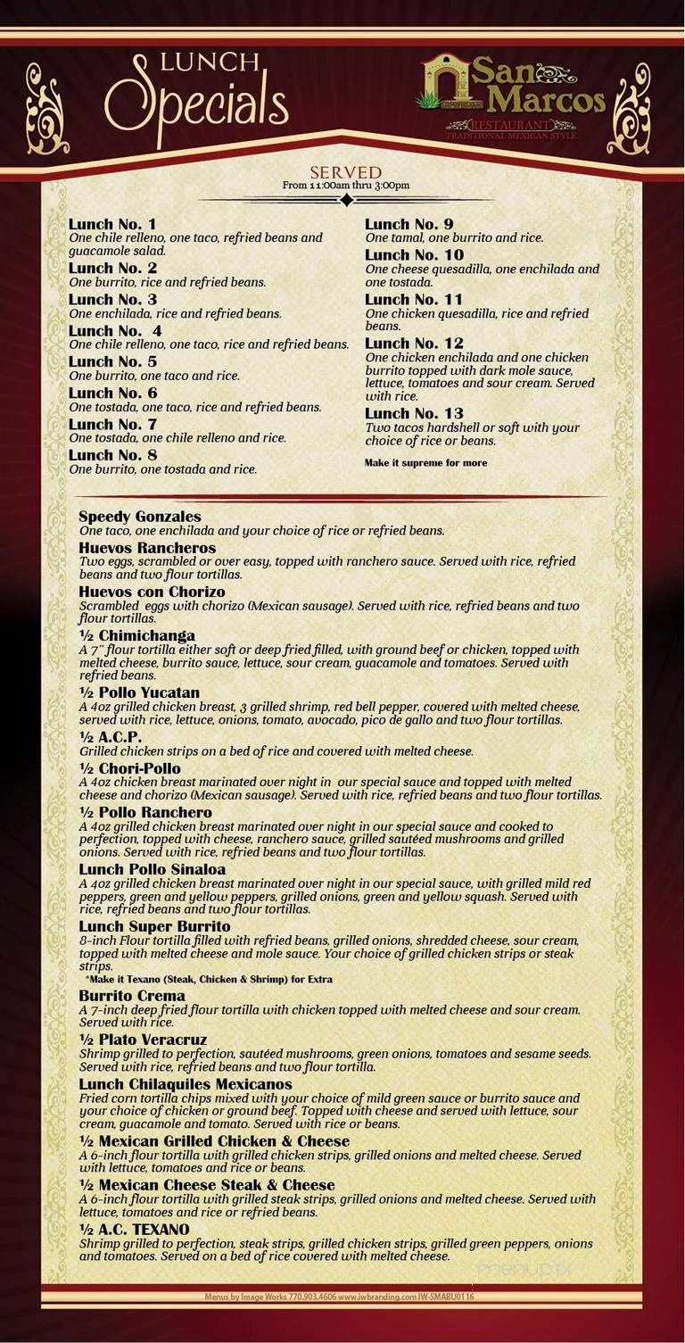 San Marcos Mexican Restaurant - Danville, VA menu_pic