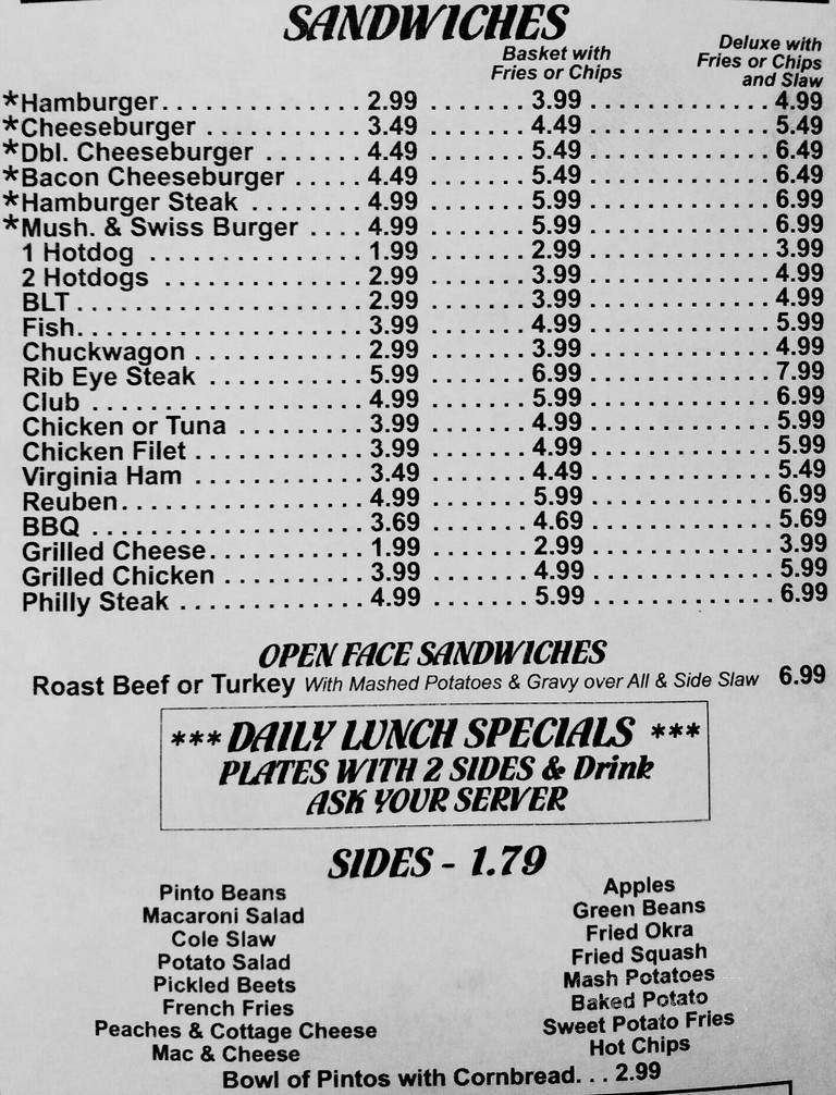 Creekside Cafe - Galax, VA menu_pic