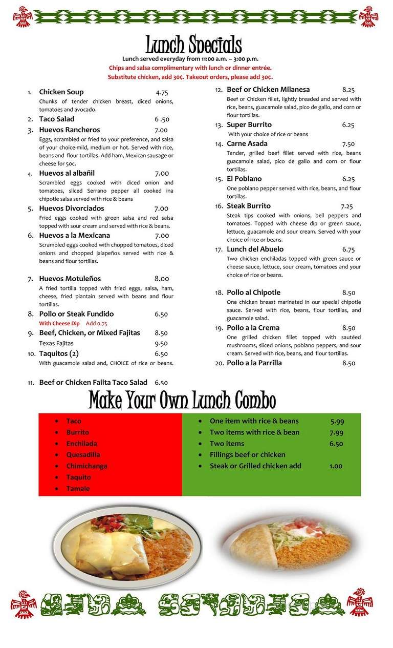 Tres Banderas Mexican Restaurant - Sanford, NC menu_pic