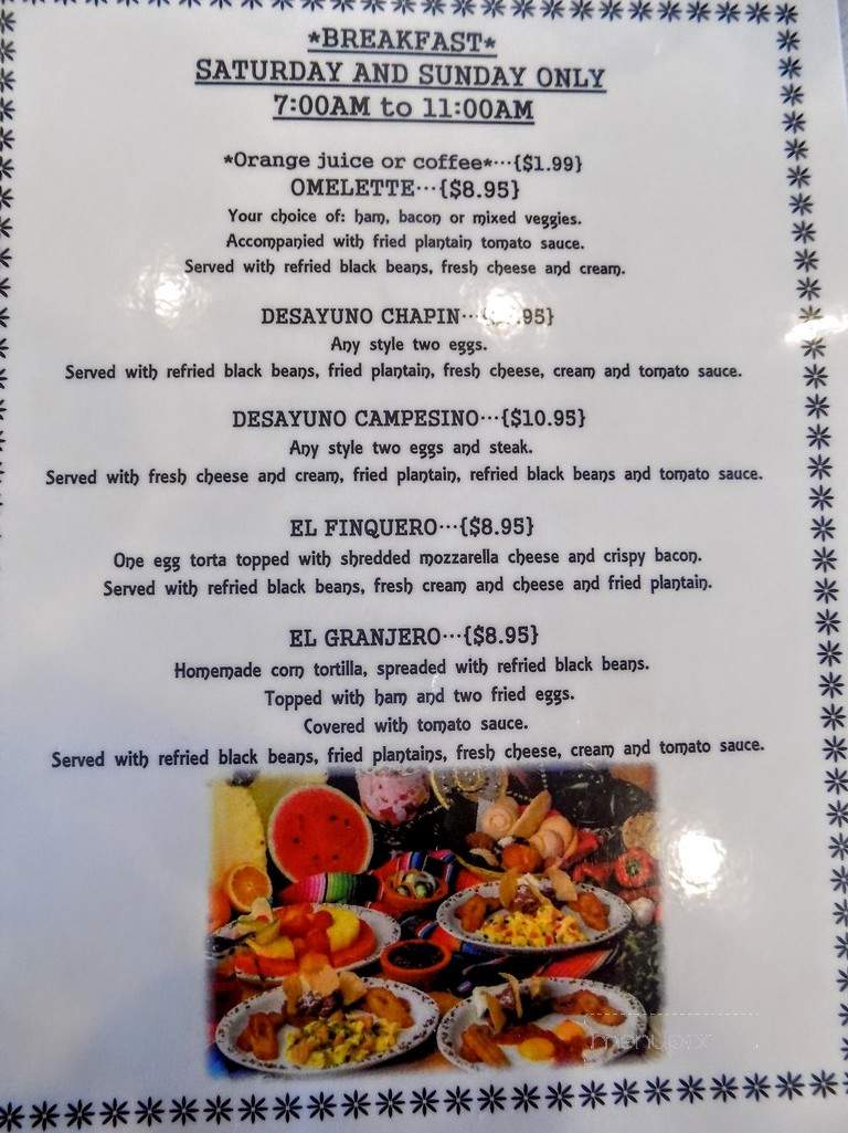 El Chapin - Durham, NC menu_pic