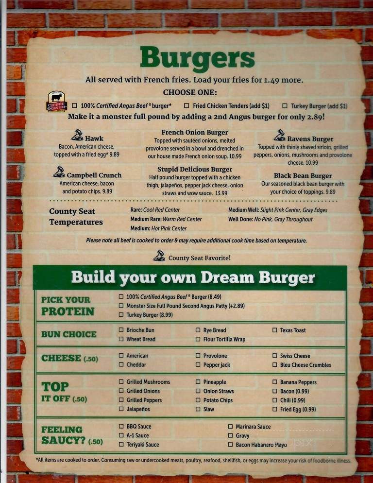 County Seat - Lillington, NC menu_pic