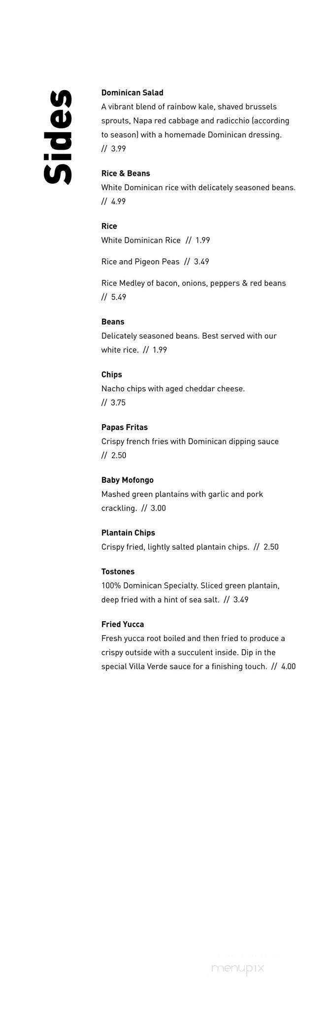 Villa Verde - Greenville, NC menu_pic
