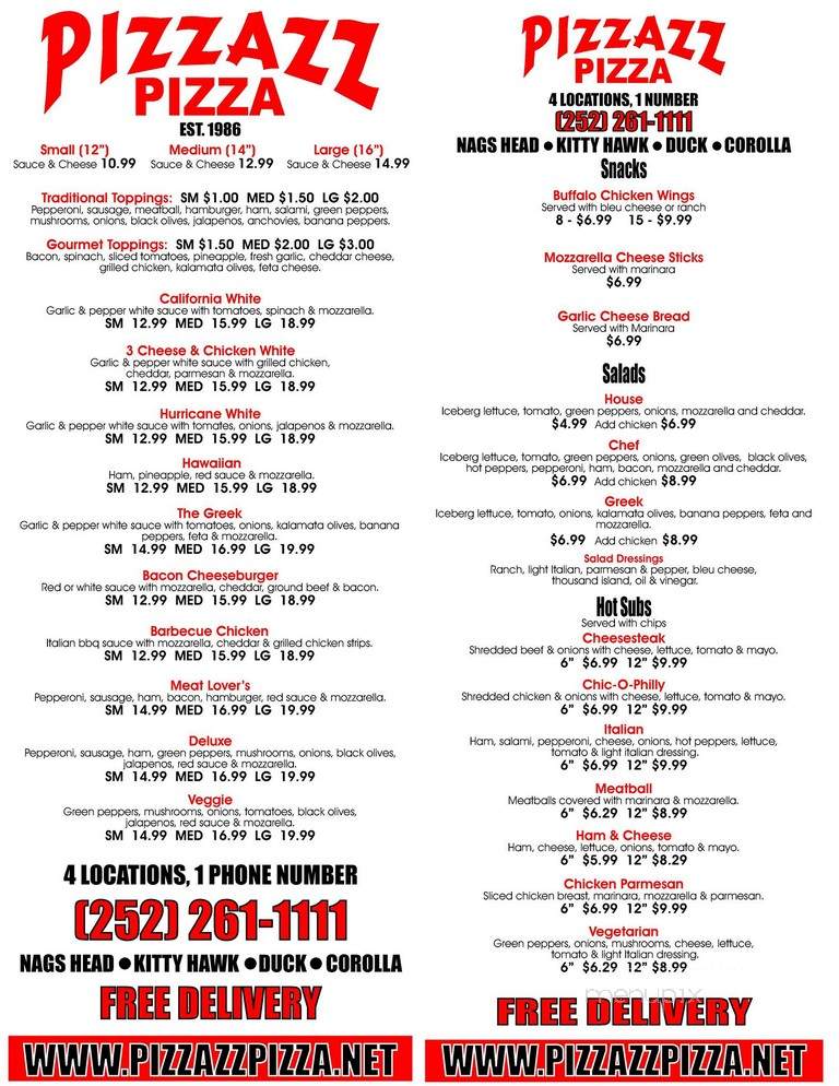 Pizzazz Pizza - Nags Head, NC menu_pic