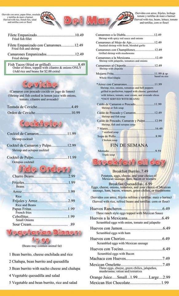 La Unica Mexican Restaurant - Concord, NC menu_pic