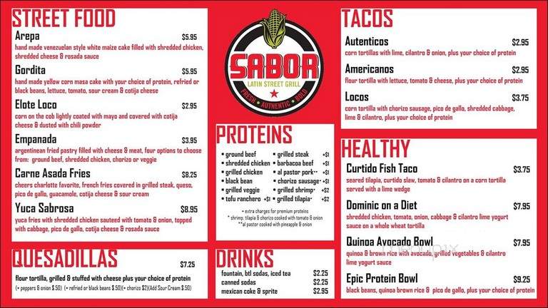 Sabor Latin Street Grill - Indian Trail, NC menu_pic