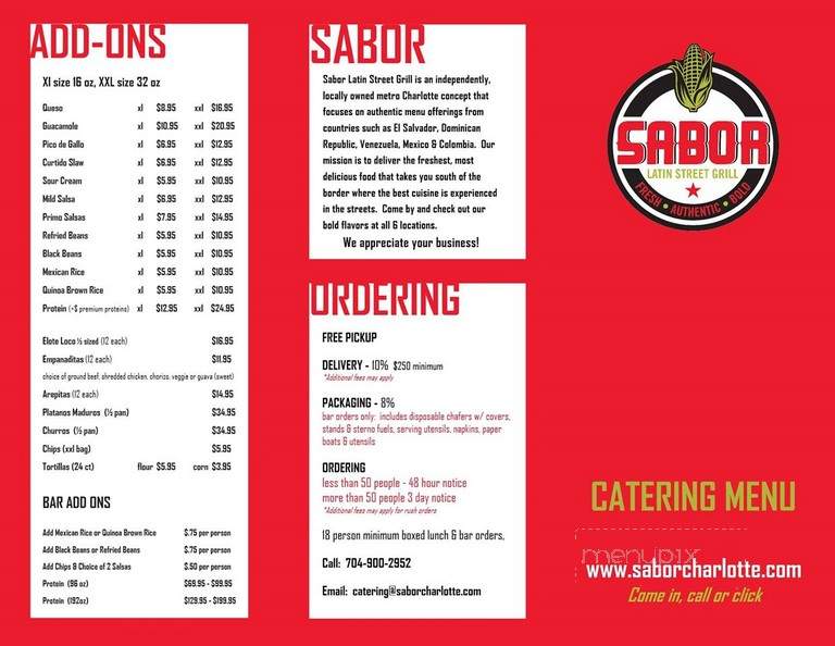 Sabor Latin Street Grill - Indian Trail, NC menu_pic