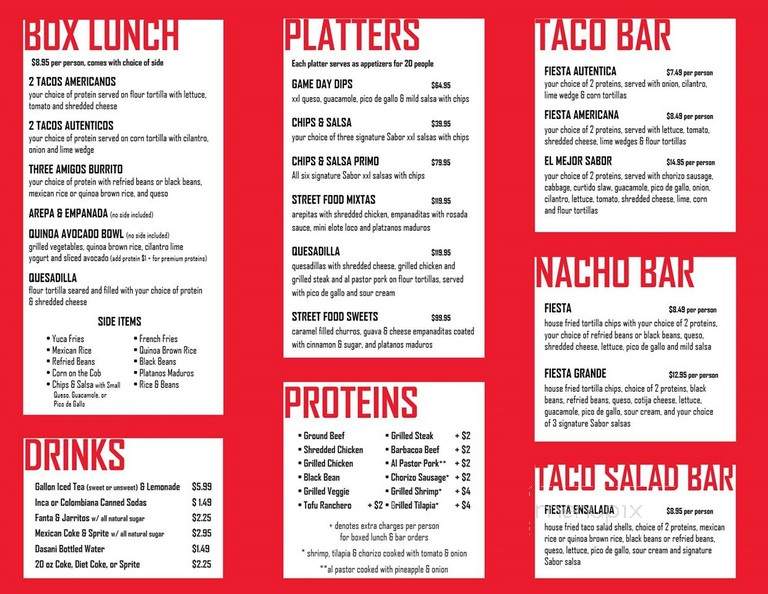 Sabor Latin Street Grill - Indian Trail, NC menu_pic