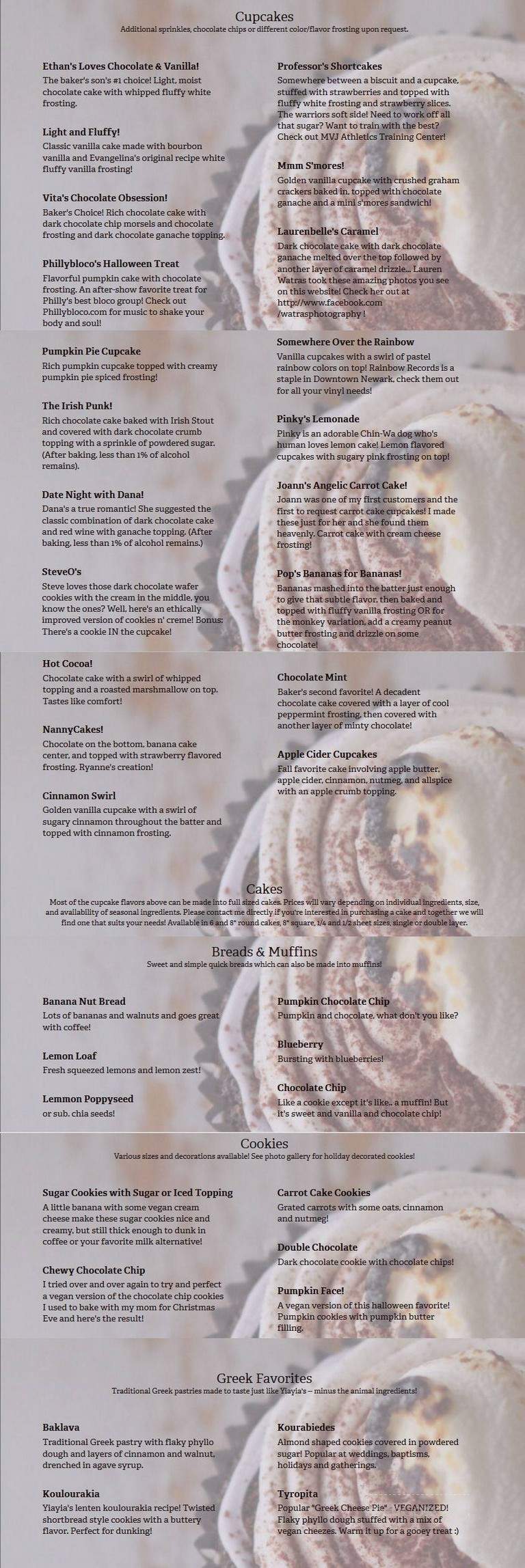 Evangelina's Vegan Desserts - Wilmington, DE menu_pic