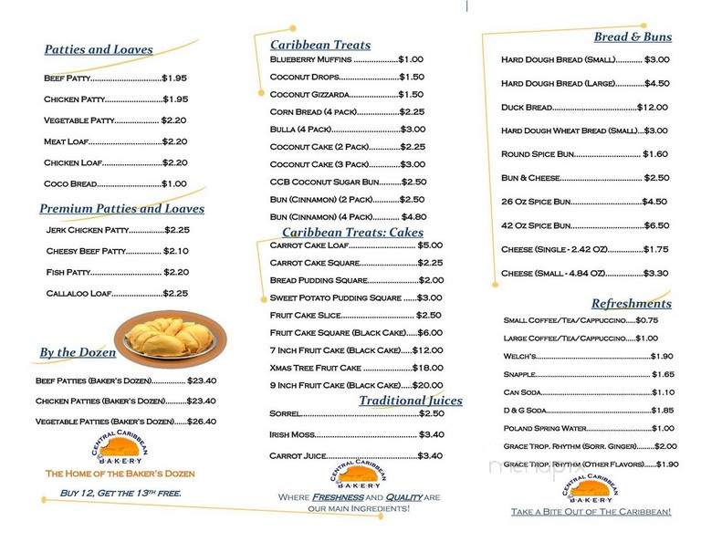 Central Caribbean Bakery - East Bronx, NY menu_pic
