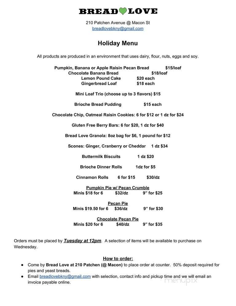 Bread Love - Bedford-Stuyvesant, NY menu_pic