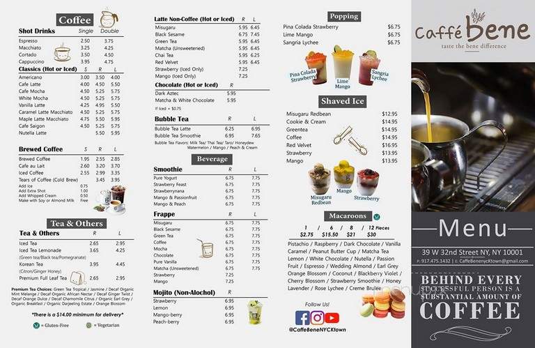 Caffe Bene - Mapleton, NY menu_pic