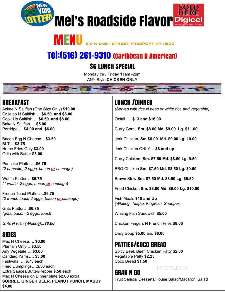 Mel's Roadside Flavor Food Truck - Roosevelt, NY menu_pic