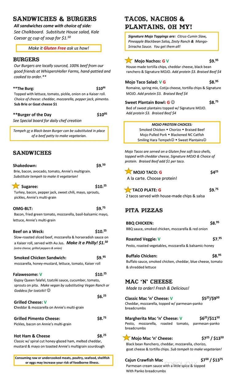 Mojo Kitchen & Lounge Food Truck - Asheville, NC menu_pic
