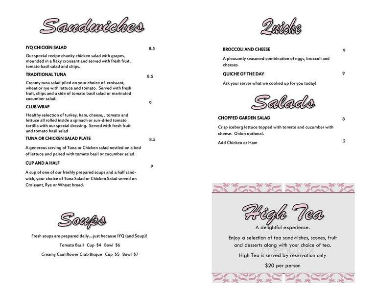 Just Because IYQ Tea Room - Garden City Beach, SC menu_pic