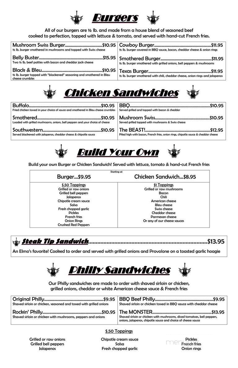 Elmo's Rock Bar & Grill - Boynton Beach, FL menu_pic
