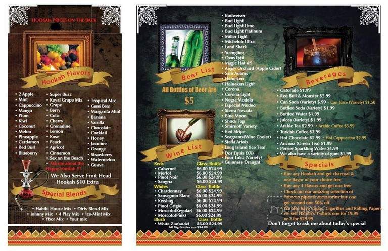 Shisha Hookah and Sports Lounge - Tampa, FL menu_pic