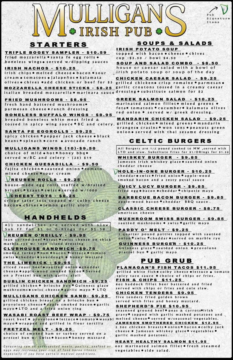 Mulligan's Irish Pub - Tarpon Springs, FL menu_pic