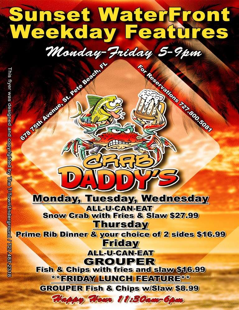Crab Daddy's - St. Pete Beach, FL menu_pic