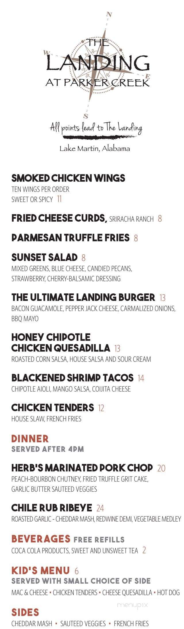 The Landing At Parker Creek - Equality, AL menu_pic