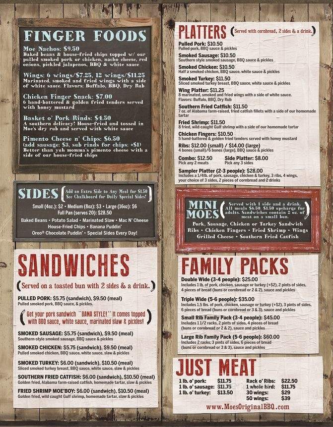 Moe's Original Bar B Que - Mobile, AL menu_pic