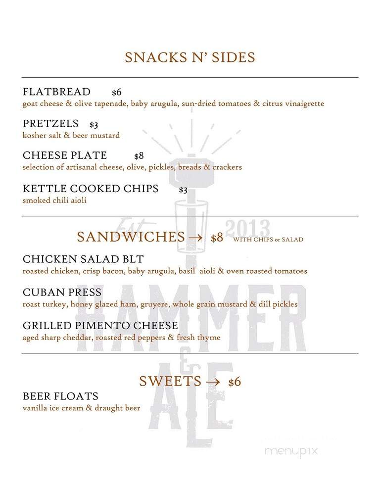 Hammer & Ale - Memphis, TN menu_pic