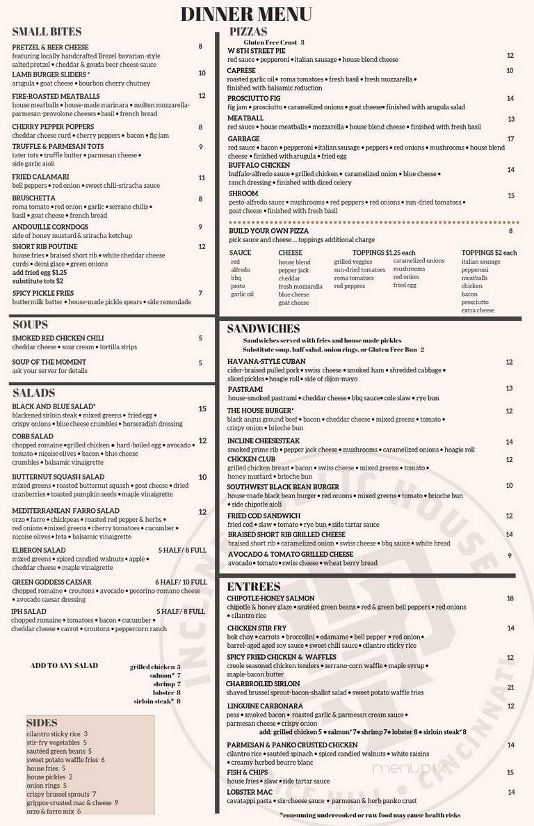 Incline Public House - Cincinnati, OH menu_pic