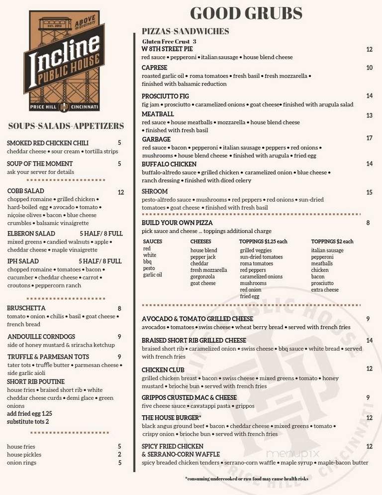 Incline Public House - Cincinnati, OH menu_pic