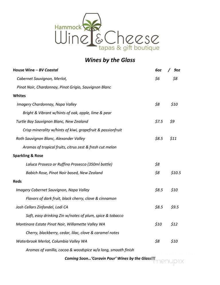Hammock Wine & Cheese Shoppe - Palm Coast, FL menu_pic