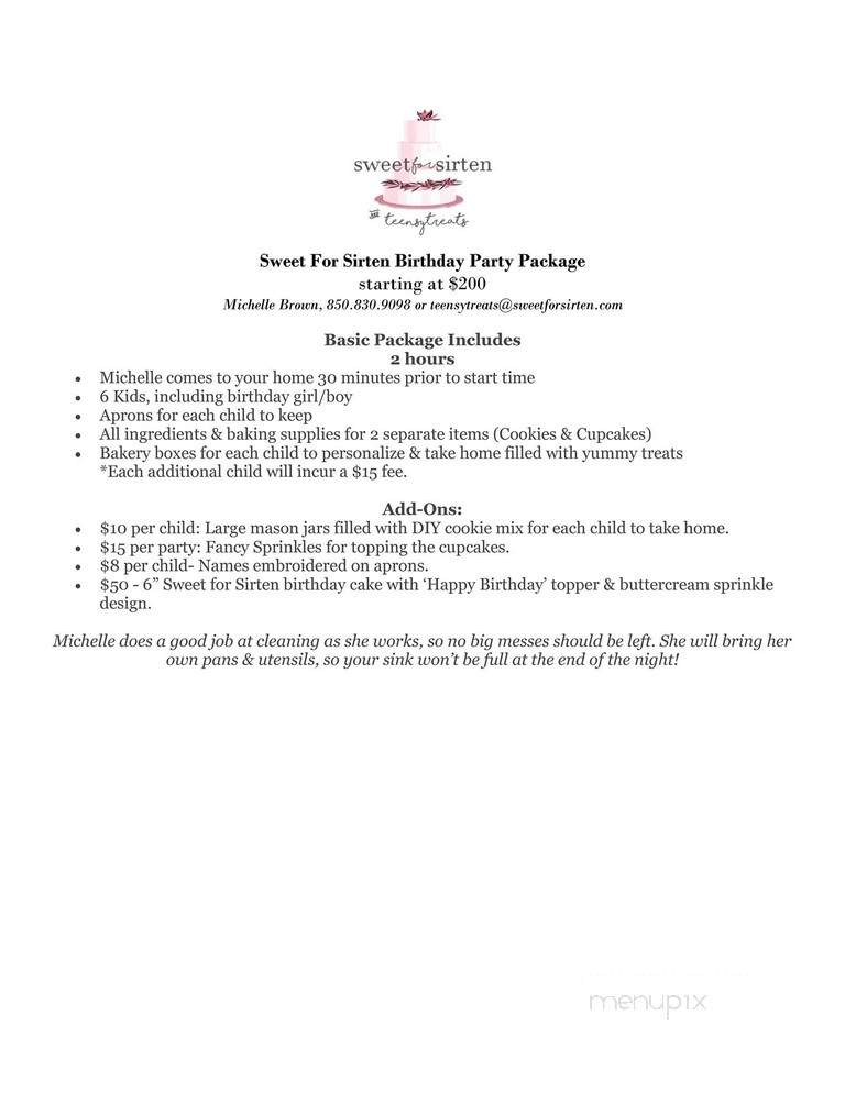 Sweet For Sirten - Santa Rosa Beach, FL menu_pic