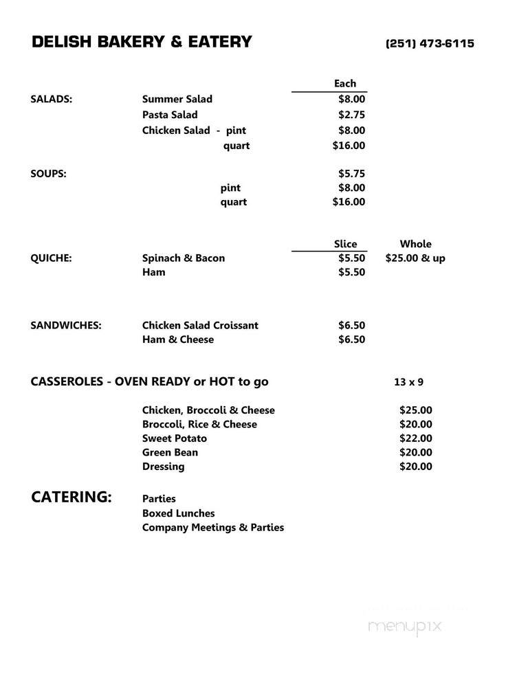 Delish's Desserts - Mobile, AL menu_pic