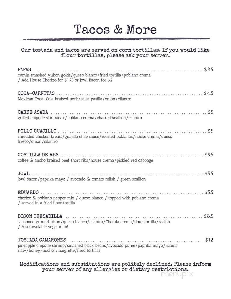 Sangrita Saloon - Indianapolis, IN menu_pic