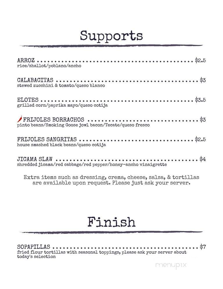 Sangrita Saloon - Indianapolis, IN menu_pic