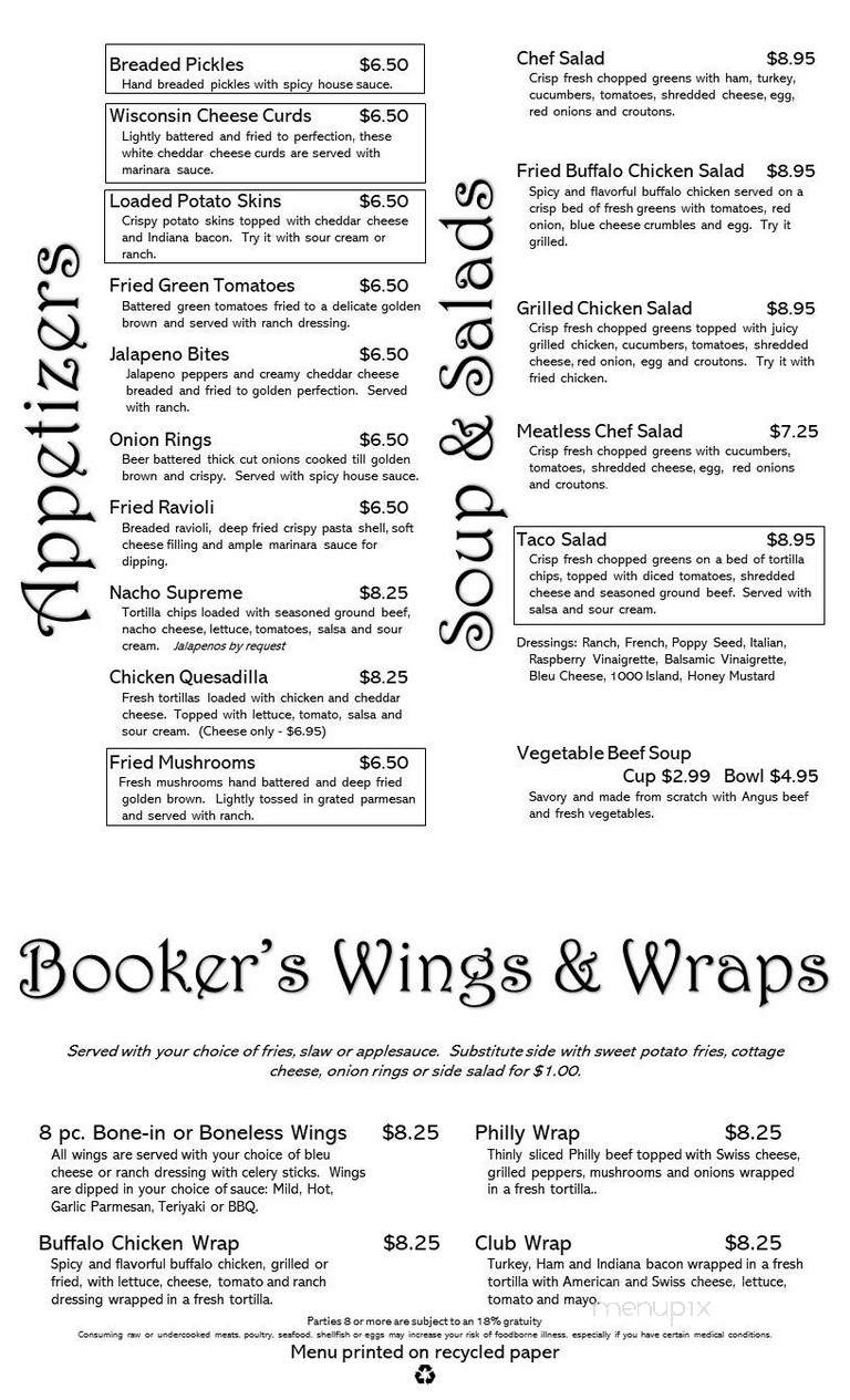 Bookers Bar & Grill - Kirklin, IN menu_pic
