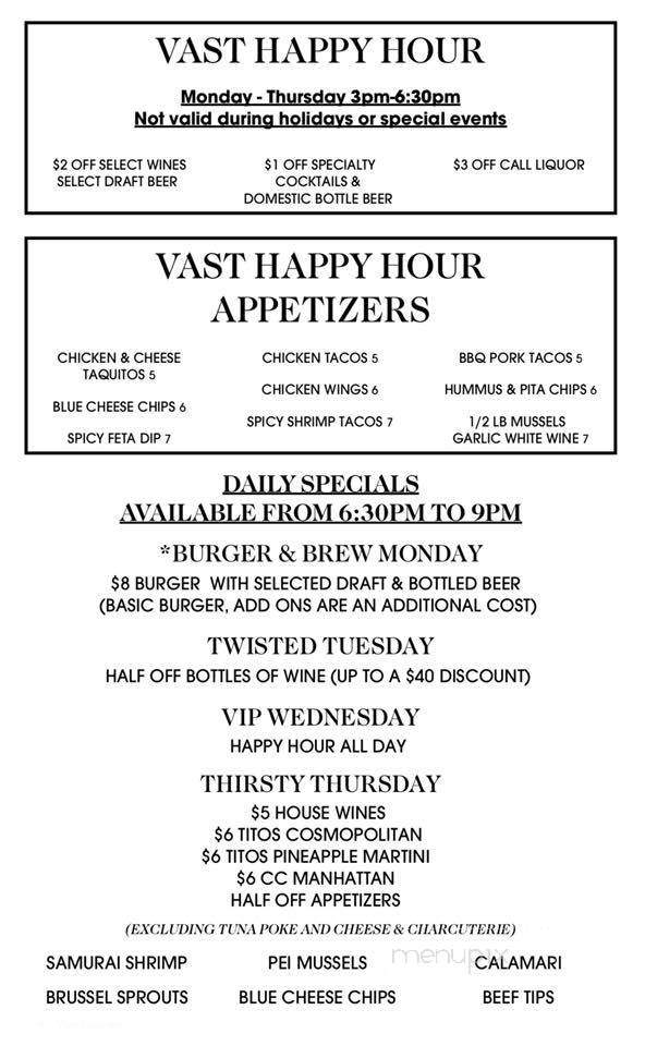 Vast Kitchen & Bar - Shelby Charter Township, MI menu_pic