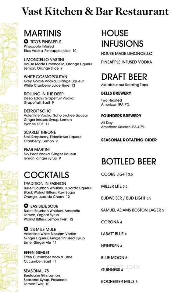 Vast Kitchen & Bar - Shelby Charter Township, MI menu_pic