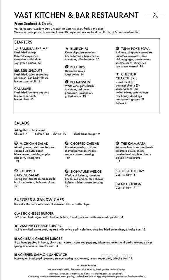 Vast Kitchen & Bar - Shelby Charter Township, MI menu_pic