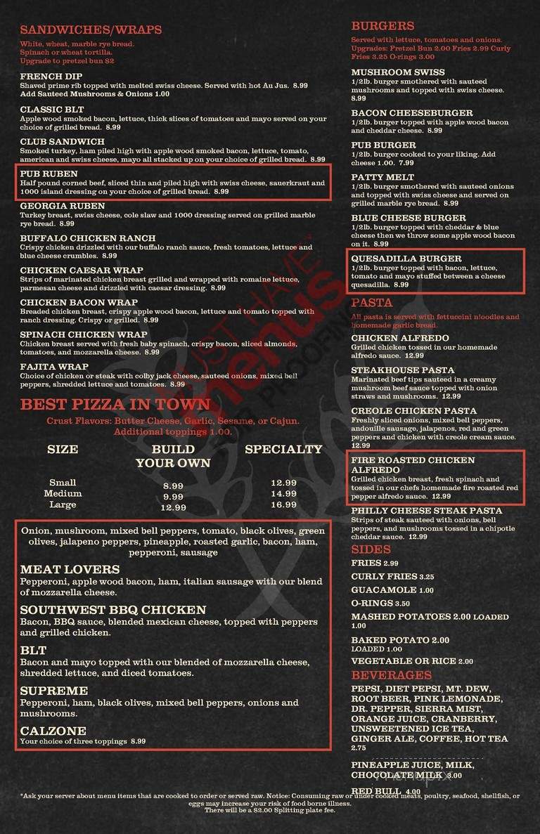 Pinckney Pub and Grill - Pinckney, MI menu_pic